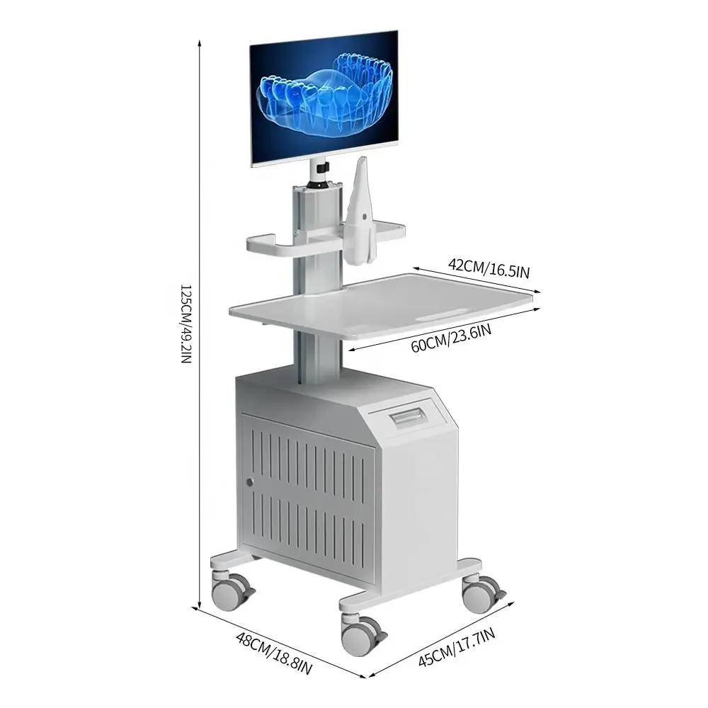 Medical Dental Scanner Cart Intraoral Scanner Trolley Cart Bracket Tray Holder Mobile Cabinet Trolley  for Clinic School Home