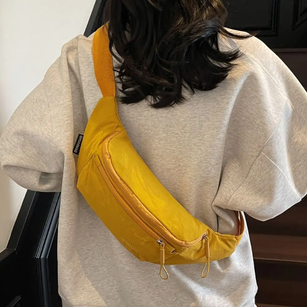 

Simple Solid Color Nylon Fanny Packs Crossbody Bag Cloth Crossbody Waist Pack Large Capcity Korean Style Sports Waist Bag Travel