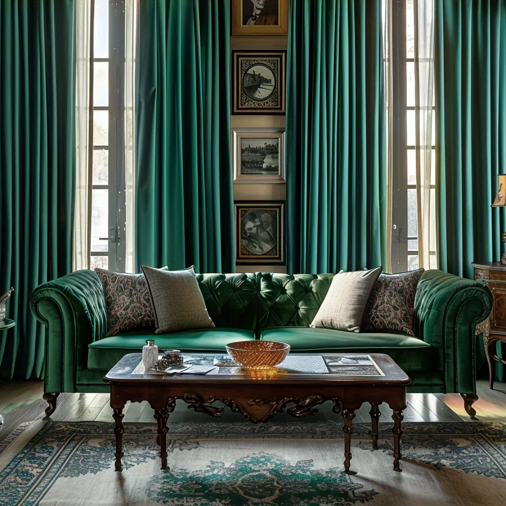 1-teiliger blauer Samt-Vorhang, halbe Verdunkelungsvorhänge für Wohnzimmer, Schlafzimmer, Esszimmer, Luxus-Dekor, Weihnachten, Nanavtoria), Modern, elegant – Detail 14