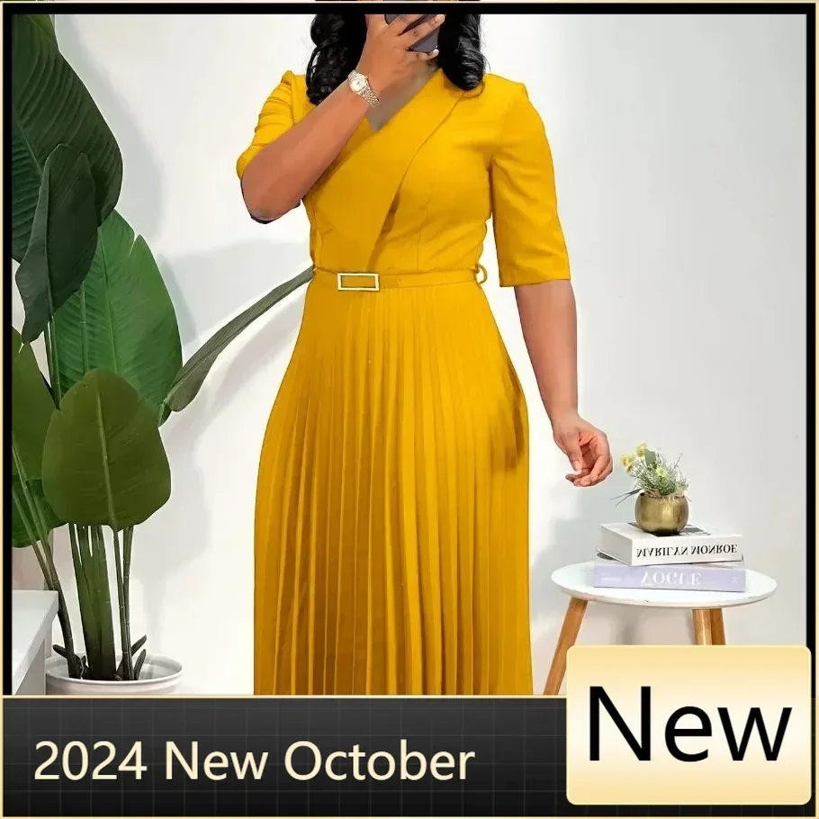 

African Dresses For Women Elegant 2024 Dashiki Autumn Spring Midi Dress Ladies Traditional African Clothing Fairy Dreaes