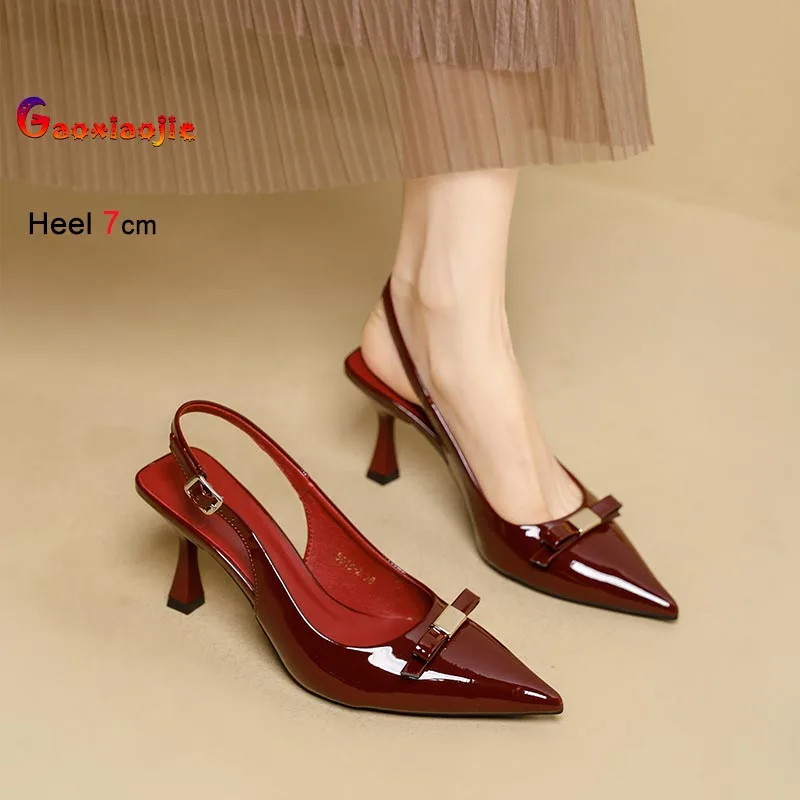 

Sexy Stiletto Sandals Women 2026 Spring New Patent Leather Single Shoes French Style Bowknot Pointed Toe Ladies Pumps Sandals