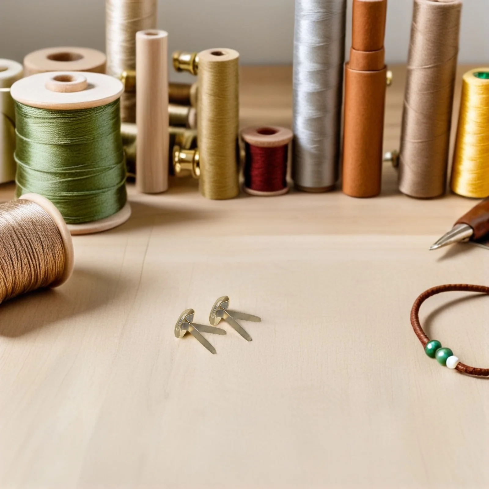 200pcs Electroplating Brads Metal Paper Fasteners Round Head For Diy Scrapbooking Crafts Office Use Storage Box Included Gold