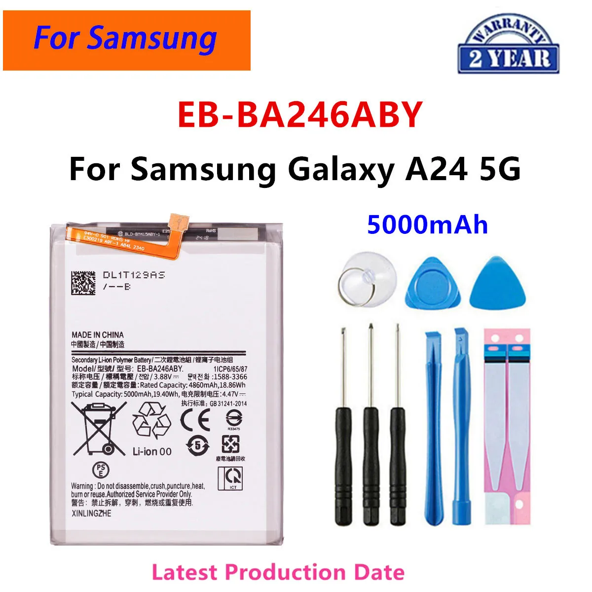 EB-BA246ABY EB-BA256ABS  EB-BA546ABY Brand New Battery For Samsung Galaxy A24 A54 A34  A25 5G Mobile Phone Batteries+Tools
