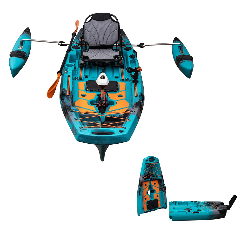 LLDPE Modular Kayak Canoe w/Pedal & Electric Drive, Fishing Boat Adjustable Seat Hard Shell Portable Roll-Molded Raft #6