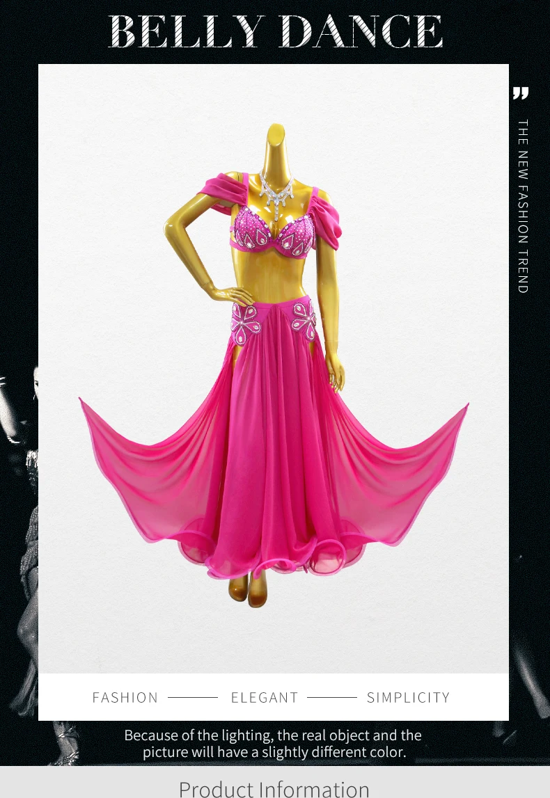Kostüm für orientalischen Bauchtanz 2026 Karneval Tanzkleidung Damen Langer Rock Zigeuner-Outfit Abend-Übungskleidung Bauchtanzkleidung – Detail 2