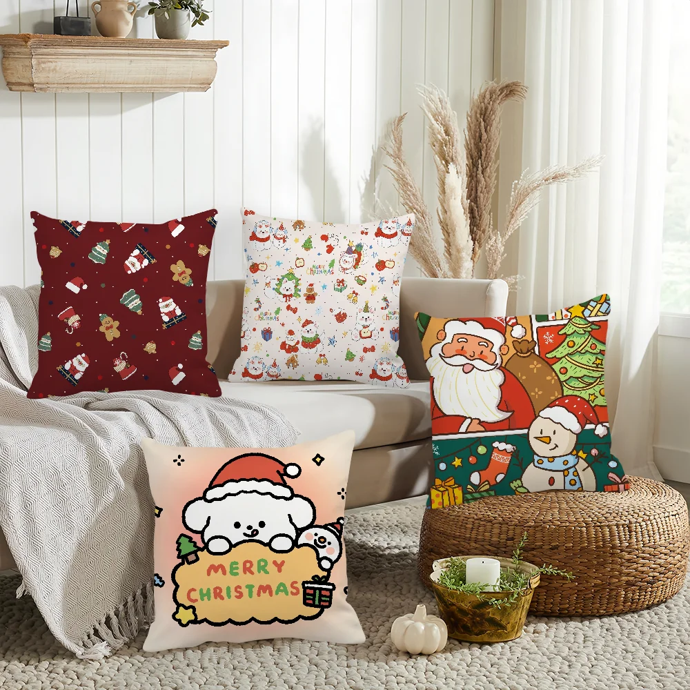

Festival Merry Christmas Pillow Case Home Decoration Cushion Cover Suitable For Bedroom Car Office Sofa
