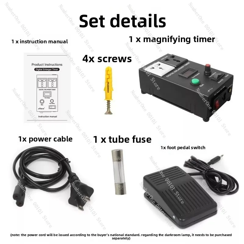 Professional Darkroom Enlarger Timer with Digital Display & Foot Switch for Photographic Printing Exposure Control