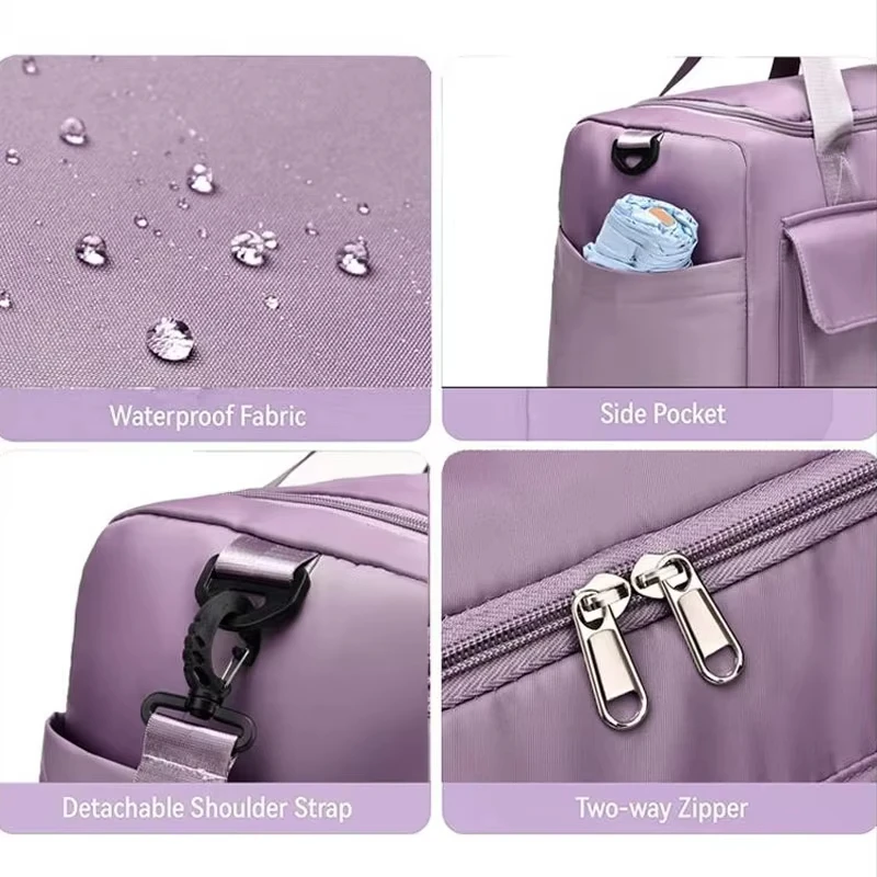 Women's Weekender Tote Bag Large Capacity With Shoe Compartment Waterproof Durable Carry-On for Gym to Leisure Short Trip Travel