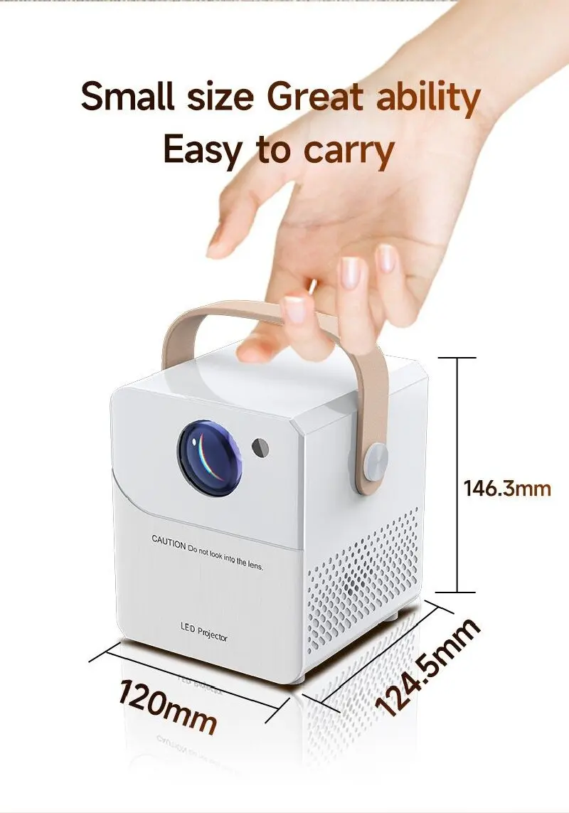 ZECAA Full HD 1080P 160 ANSI 4K 2.4G+5G Dual Band WiFi 6 Android 9 Portable Bluetooth 5.4 Smart Home Projector Smart Projector