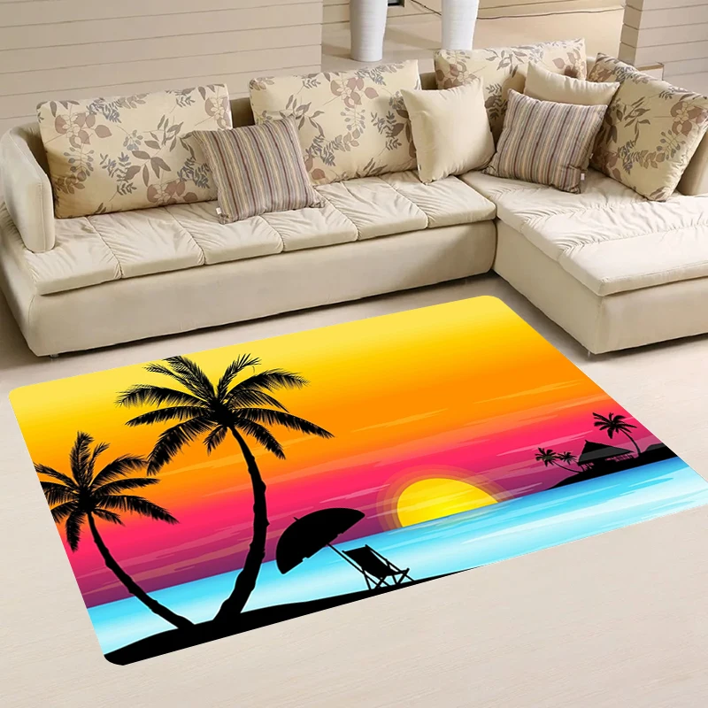 Living Room Palm Tree Pattern Carpet Entrance of House Rugs Carpets Door Mat Kitchen Rug Home Balcony Foot Doormat Mats Bathroom