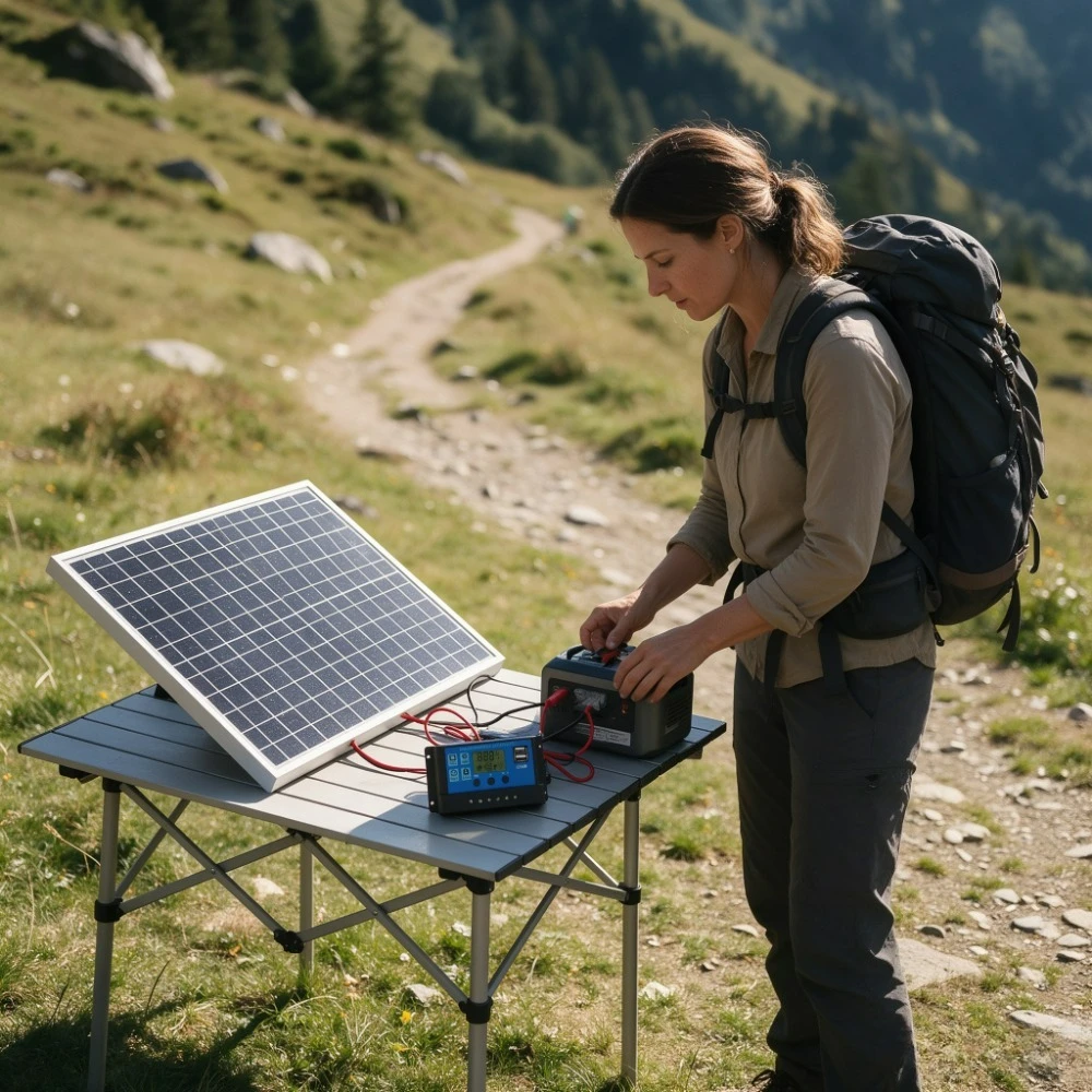 Hiking Outdoor Portable Solar Charging Kit 12W Aluminum Monocrystalline Panel 12V PWM Smart Controller RV Boat Camping Off