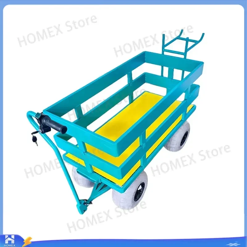 Heavy Duty Electric Trolley 4 Wheels Mesh Platform Cart Outdoor Beach Truck Industrial Household Cargo Hand Truck Folding