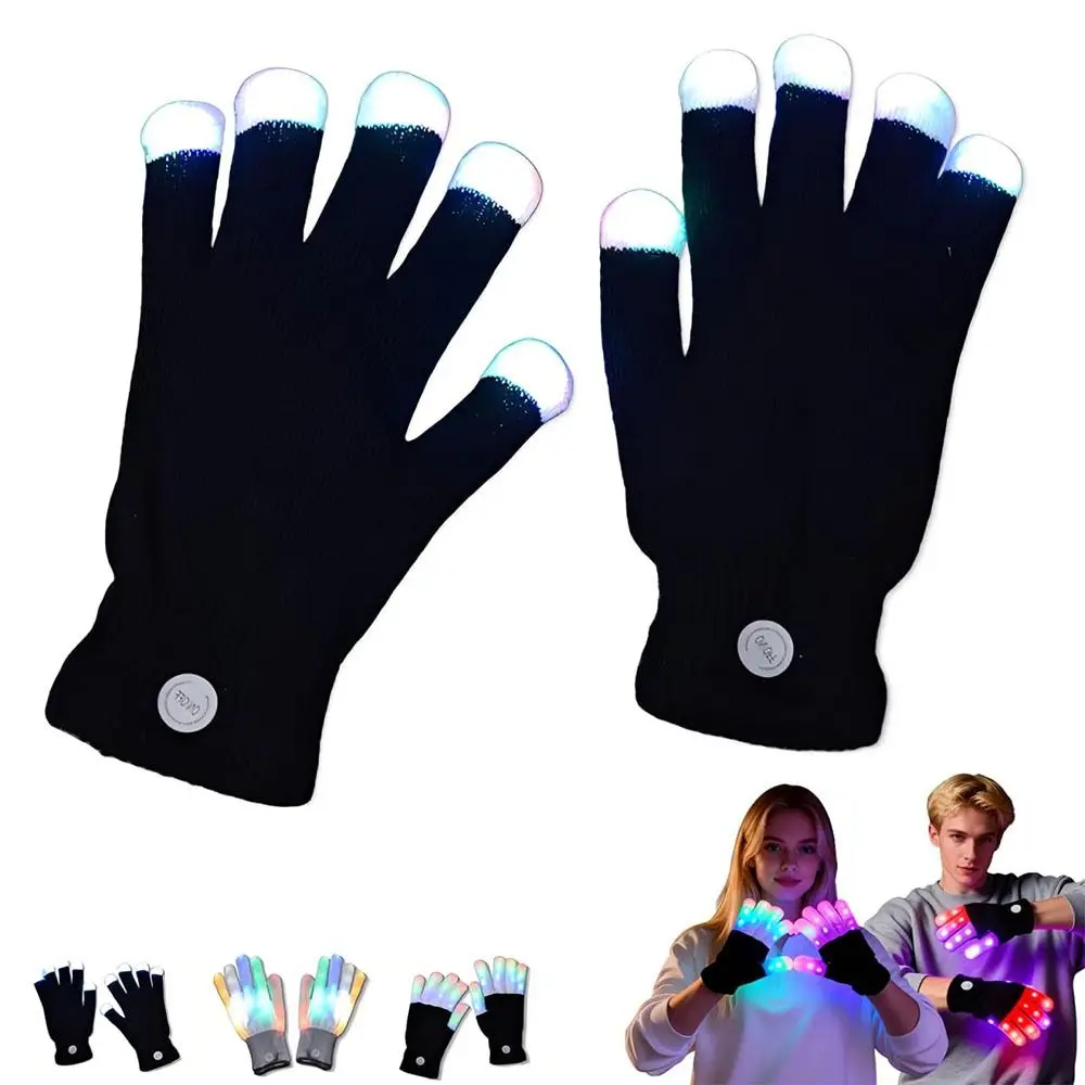 New 7 Colors Light Show LED Rave Glove Light up Breathable Finger Gloves Funny Flashing Mittens Concert/Party/Activity Props