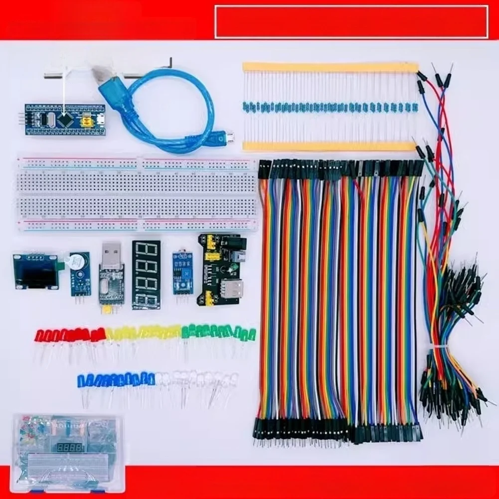 STM32F103C8T6 DIY Learning Kit With 0.96 Inch Screen & Breadboard Power, Light Sensor IR Buzzer Module Set