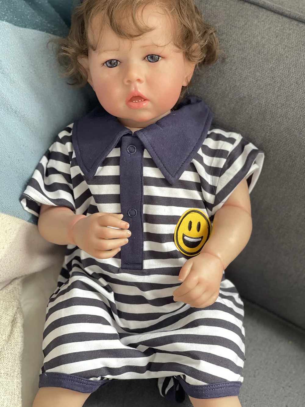 55CM Already Finished Liam Bebe Reborn Doll Handmade 3D Painted Skin Doll with Many Details Painted Veins Beb Reborn Dolls Toys