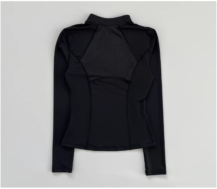 Outdoor-Laufshirt für Damen, Frühling und Herbst, Neuer Yoga-Anzug mit Halbem Reißverschluss, Schlankmachendes Fitness-Trainingsshirt mit Langen Ärmeln für Frauen – Detail 17
