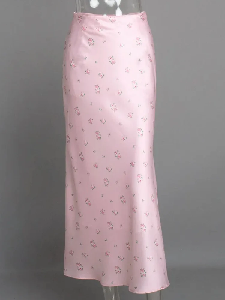 Amerykańska spódnica midi z nadrukiem damska wysoka talia szczupła elegancka wieczorowa impreza Y2k Vintage spódnica midi europejska seksowna moda lato