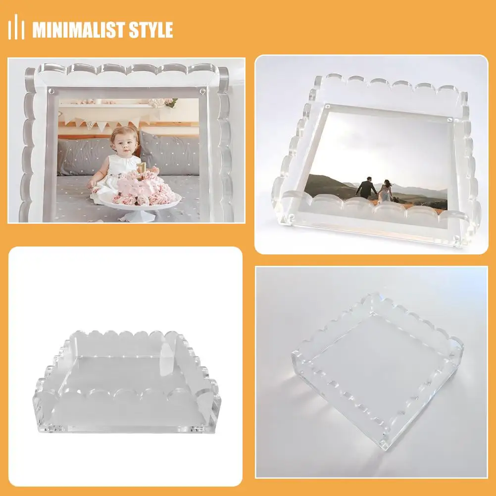 Moldura de foto acrílica transparente em forma de leque, suporte de sobremesa, bandeja de armazenamento, prato de frutas para festa, prato de frutas secas, suporte de bolo, frutas