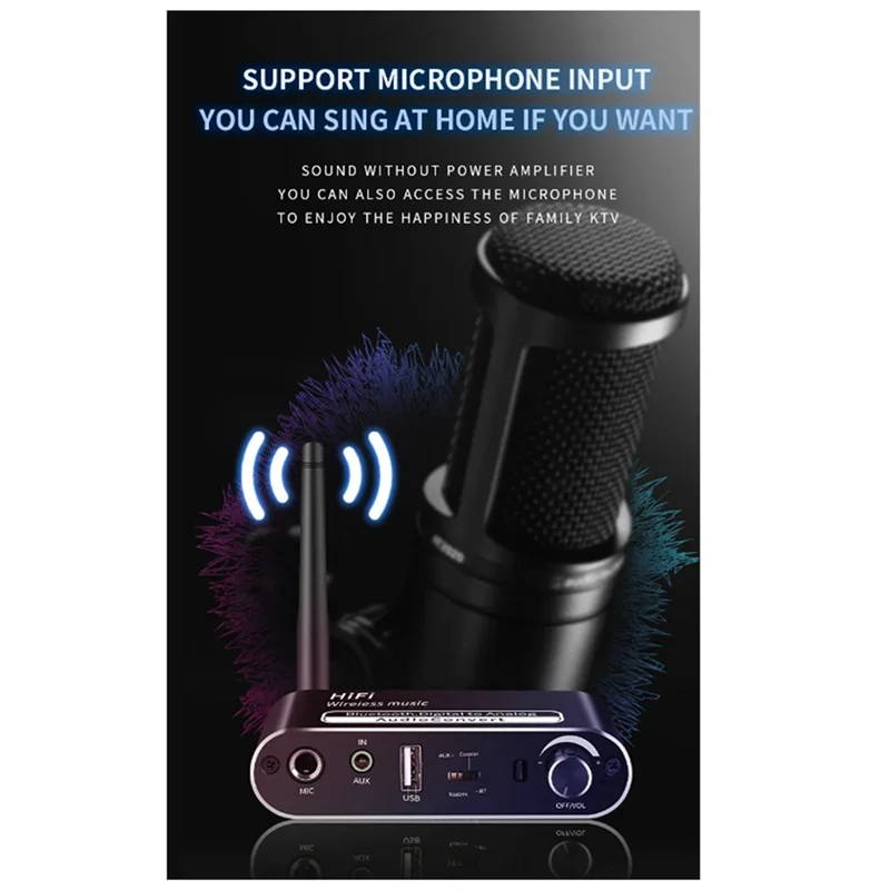 

FORW-Bluetooth Audio Receiver Lossless USB Microphone Fiber Coaxial Digital-To-Analog Music Conversion Adapter 5.1 Accessories