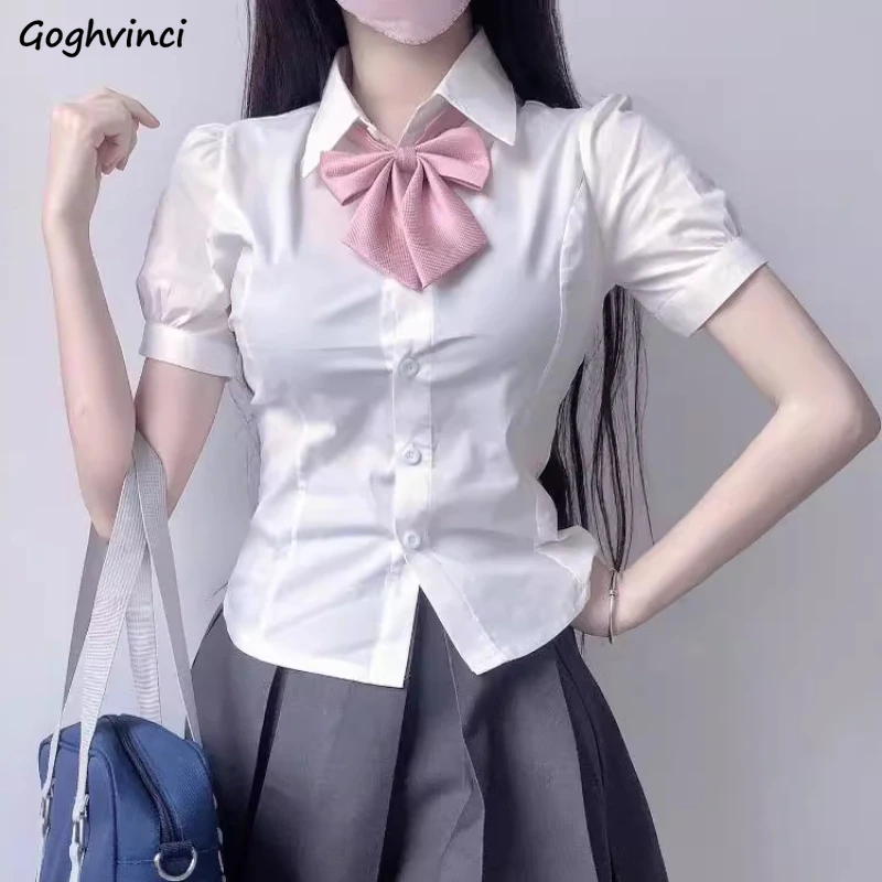 Koszula damska z krótkim rękawem z definiowaną talią bandaż w stylu Preppy słodkie pikantne dziewczyny na cały mecz koreańska moda JK topy lato
