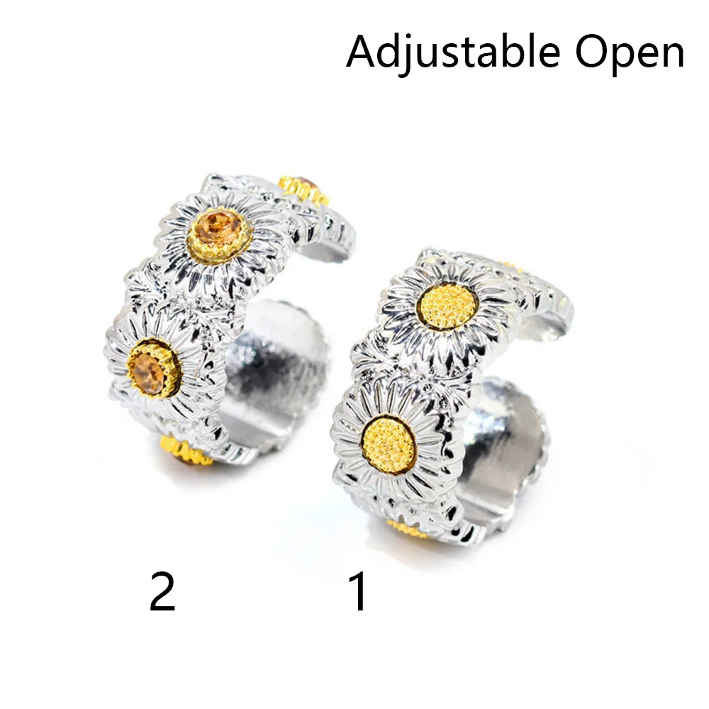 New Fashion Daisy Ring Opening Adjustable Ring Retro Men And Women Small Daisies Open Ring Used For Banquet Holiday