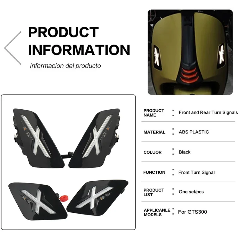 FOR Vespa GTS300 New Black LED Turn Signal Taillight Front Position Flash White Orange Non-Destructive Easy Motorcycle！！