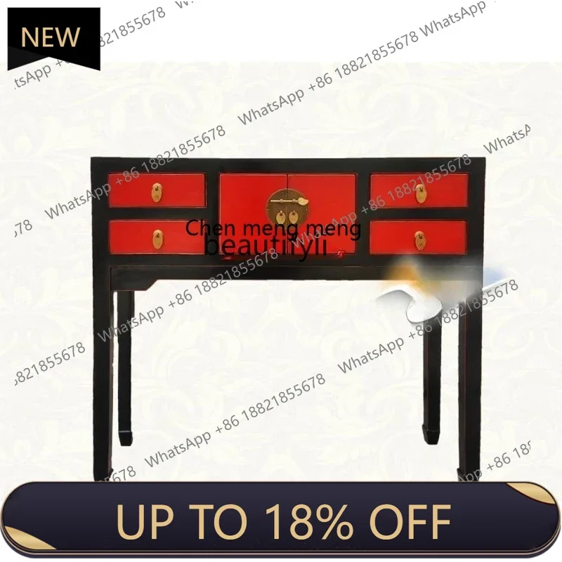 New Chinese solid wood old dressing table antique paint old porch cabinet computer table Berg A15