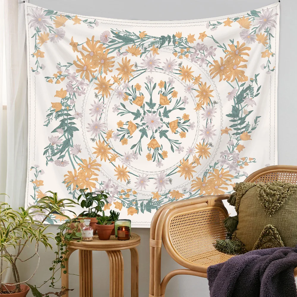 

Hippie Indian Boho Floral Mandala Tapestry Tapestries for Bedroom Living Room Wall Hanging Bohemian Flower Medallion Tapestry