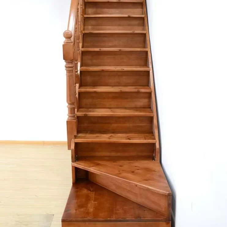 تخصيص درج من الخشب الصلب بتصميم حديث، درج زاوية عائلي داخلي متين للاستخدام في المنازل والمكاتب