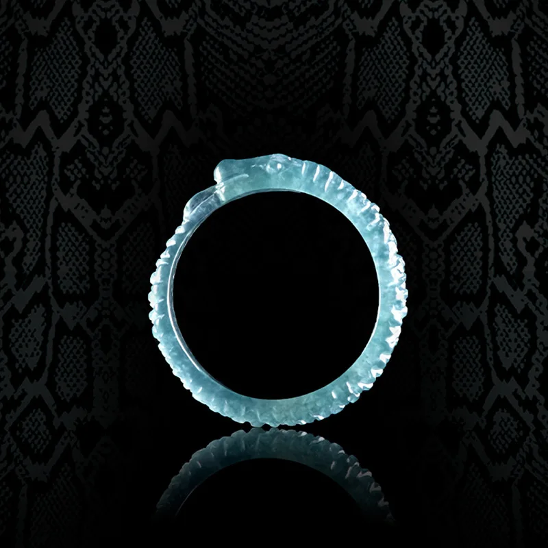 Natural Jade, Blue Hand-carved Snake Ring Men And Women Couples Fashion Accessories Holiday Gifts