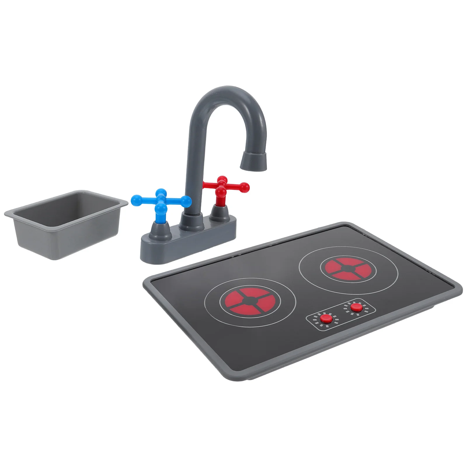 ชุดเครื่องครัวของเล่นเด็ก 3 ชิ้น เตาแม่เหล็กไฟฟ้าจำลอง พร้อมไฟและเสียงสมจริง สำหรับเด็กเล็กเล่นสมมติ