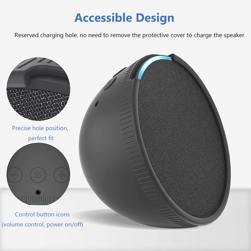 Soporte de altavoz inteligente montado en la pared y cubierta protectora de silicona, soporte de altavoz para ahorro de espacio, decoración del hogar para Amazon Echo Pop