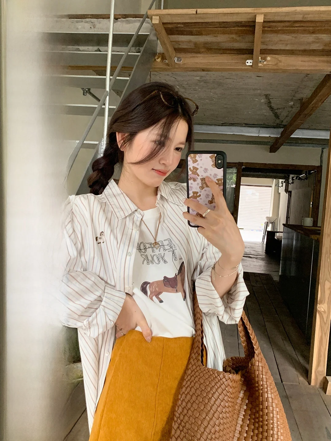 

Женская повседневная дышащая блузка Luimtuan в корейском стиле, свободного кроя, в полоску, с вышивкой, из смесового хлопка и полиэстера