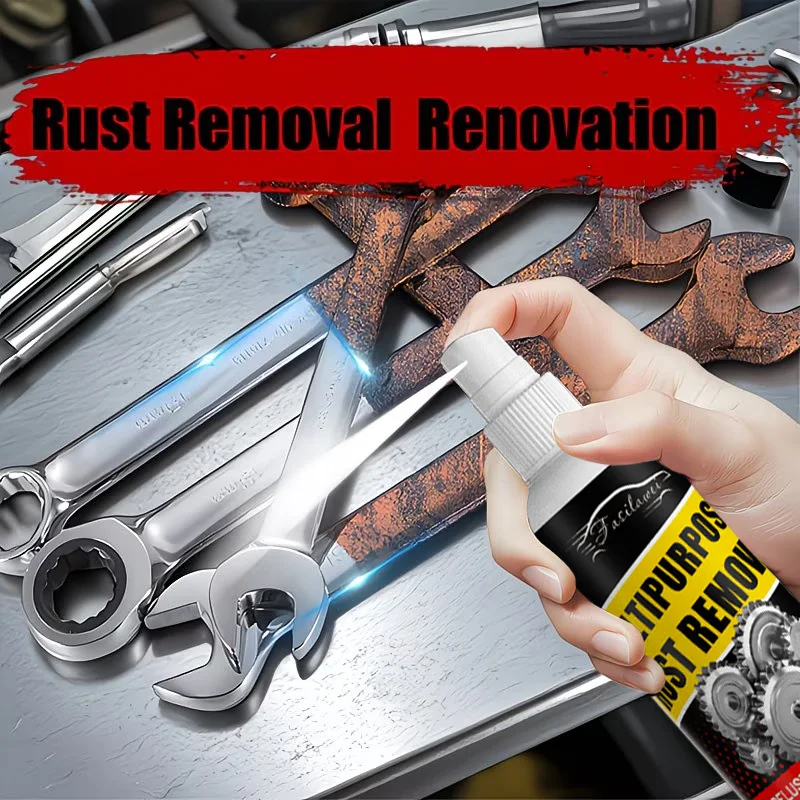 Universal Metal Rust Remover – Metal Polishing Spray, Strong Rust Removal & Quick Corrosion Dissolver for Tires, Locks, Screws
