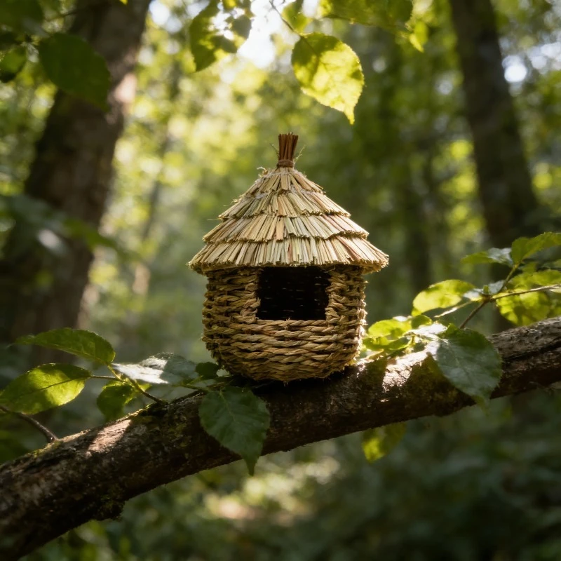 Handmade Woven Hummingbird House 6