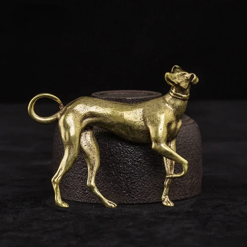 Tabletop Decoration Vintage Brass Animal Figurines Crafts Accessories Solid Brass Loyal Dogs Decorative Objects Gifts Wholesale