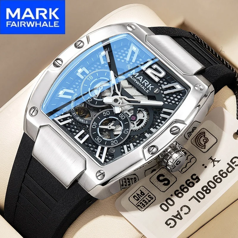 

Mark Fairwhale Fashion Hollow out Grid Dial Men's Wristwatch Waterproof Automatic Mechanical Luminous Movement reloj hombre