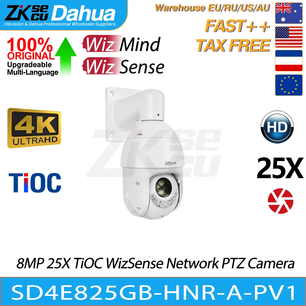 Dahua-câmera ptz original SD4E825GB-HNR-A-PV1, 5-125mm, 8mp, 25x, tioc, wizsense, rede colorida aviso sonoro Movimento Dedection