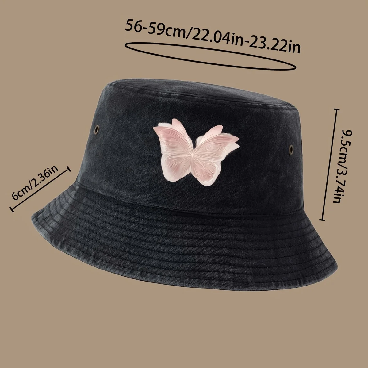 Pink And White Gradient Butterfly Pattern Printed Fisherman Hat Trendy Comfortable Personalized Casual Hat Outdoor Party Event M
