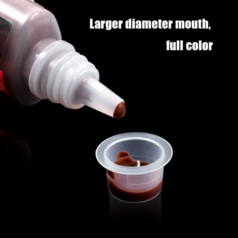 100 قطعة من أكواب حبر الوشم - بلاستيك متين، مقاسات متنوعة (9/12/15 مم) |   ضروري لفناني الوشم، عملية خالية من الأدوات