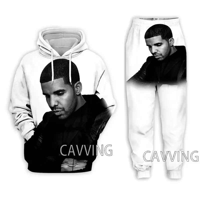 

New Fashion Women/Men's 3D Print Rapper Drake Hooded Sweatshirts + Pants Trouser Suit Clothes Two-Pieces Sets J01