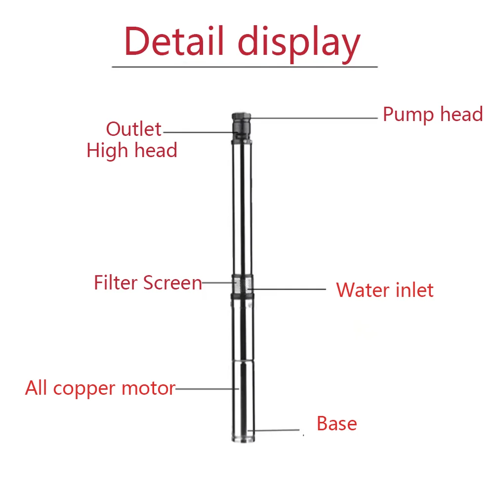 1200DC60V 1500WDC72V 140M Head Solar borehole well water pump with MPPT function solar DC brushless household water Pump 6tons/H