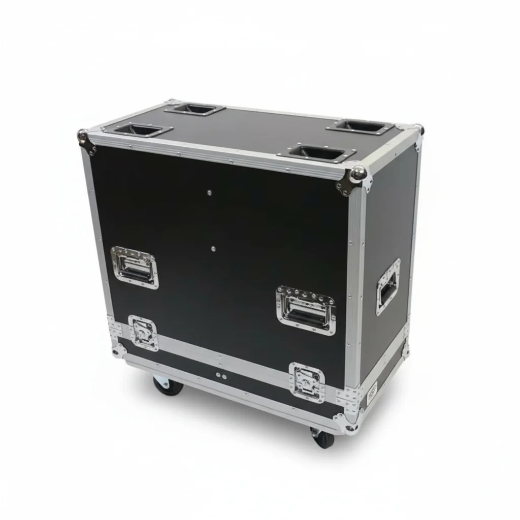 

ATA Flight Case, Heavy Duty Plywood Road Case for 2 QSC K10 Powered Speakers, Aluminum Equipment Speaker Flight Case