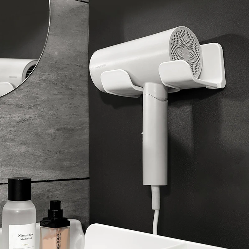 Soporte para secador de pelo, alisador de pelo montado en la pared, soporte para secador de pelo, estantes organizadores de baño, estantes de