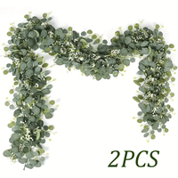 2PCS Artificial Eucalyptus Garland 1.8m Faux Silver Dollar Greenery Vines Hanging Plants for Wedding Home Party Table Wall Decor