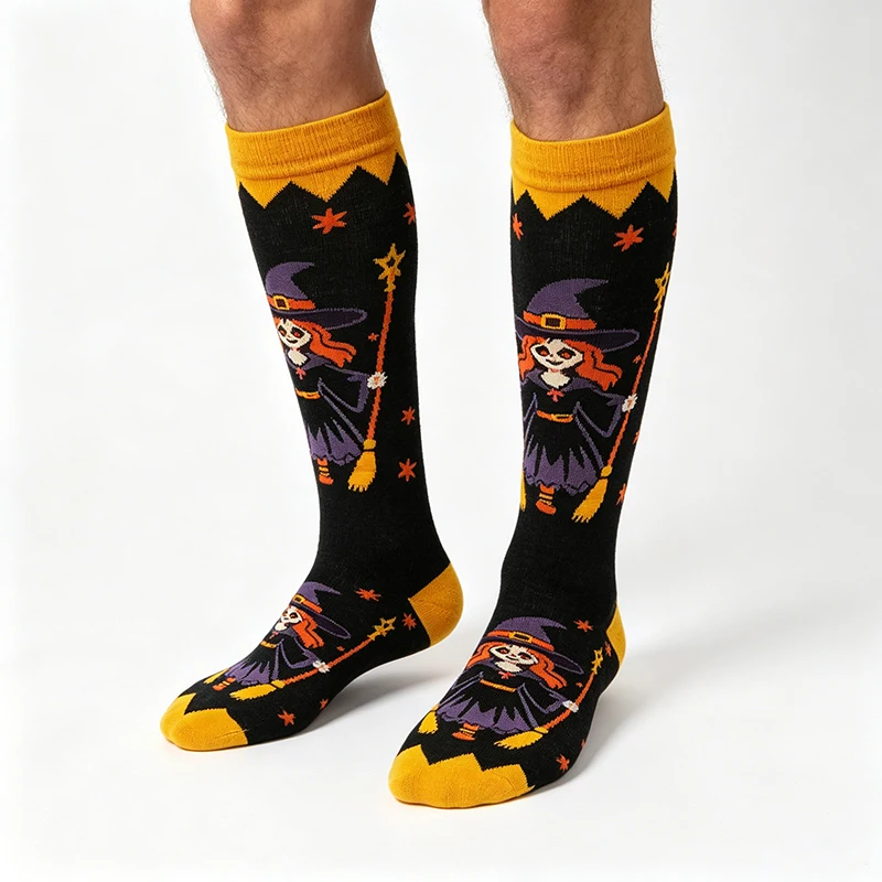 Personalized design new Halloween socks men's and women's long tube compression socks calf socks