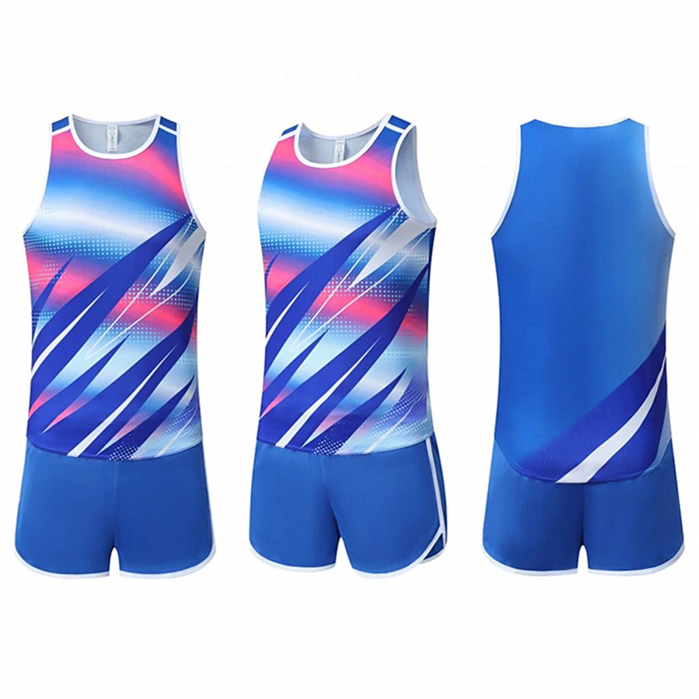 Men Kids Marathon Running Suit Quick Dry Sport Fitness Shirts Sleeveless Clothing Athlete Track Field Tank+Shorts
