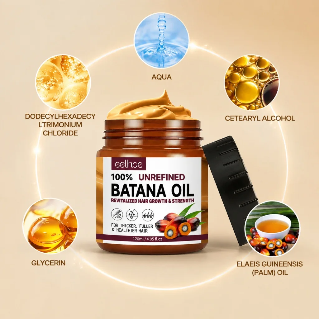 Unrefined Batana Oil Hair Mask Revitalize Hair Growth Strengthen Thicker Fuller Hair Nourish Scalp Repair Damaged Hair Cream