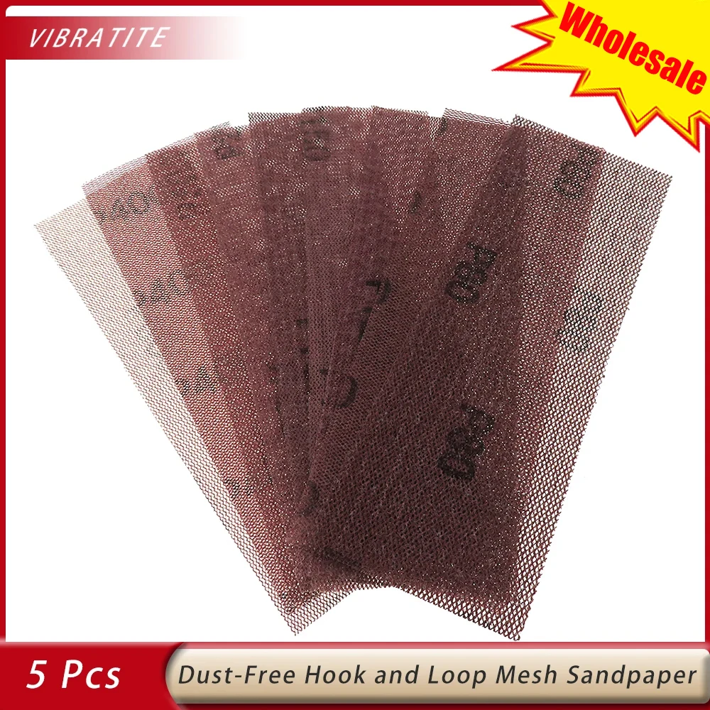 

5 Pcs Mesh Sandpaper 70*198mm Dust-free Sanding Discs Anti-blocking Hook&Loop Sandpaper Abrasive 80-320 Grit Car Grinding Paper