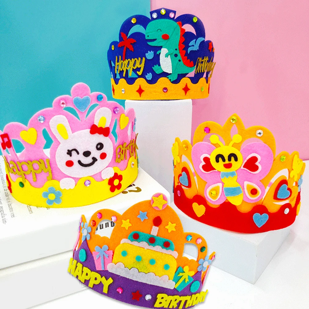 

6 set Party Hat Birthday Birthday Tiara Diy Non-Woven Crown For Making Materials Crown Kit Diy Supplies